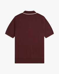 Fred Perry Pique Stitch Knitted Polo Shirt - Oxblood | Fred Perry Polo Shirts | JEANSTORE