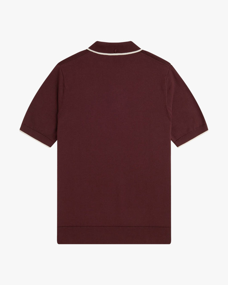 Fred Perry Pique Stitch Knitted Polo Shirt - Oxblood | Fred Perry Polo Shirts | JEANSTORE