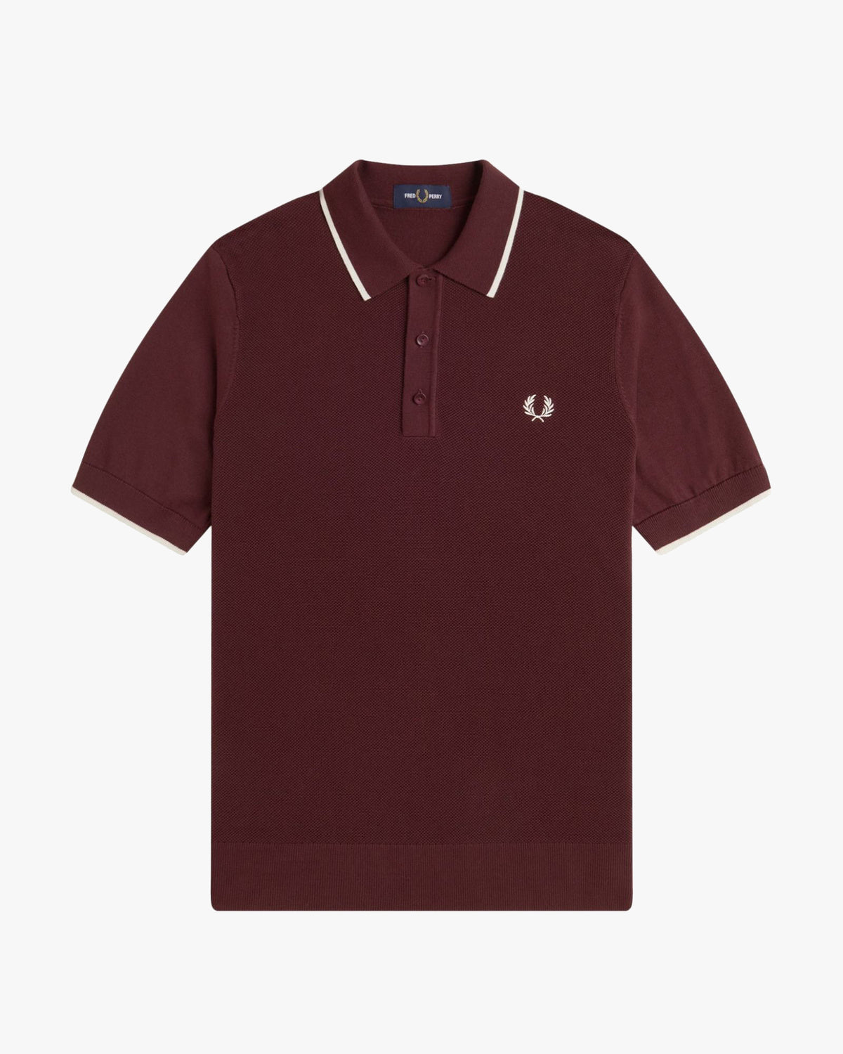 Fred Perry Pique Stitch Knitted Polo Shirt - Oxblood | Fred Perry Polo Shirts | JEANSTORE