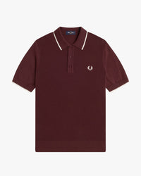 Fred Perry Pique Stitch Knitted Polo Shirt - Oxblood | Fred Perry Polo Shirts | JEANSTORE