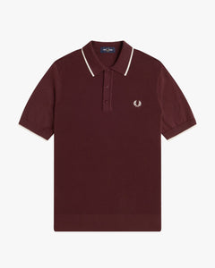 Fred Perry Pique Stitch Knitted Polo Shirt - Oxblood