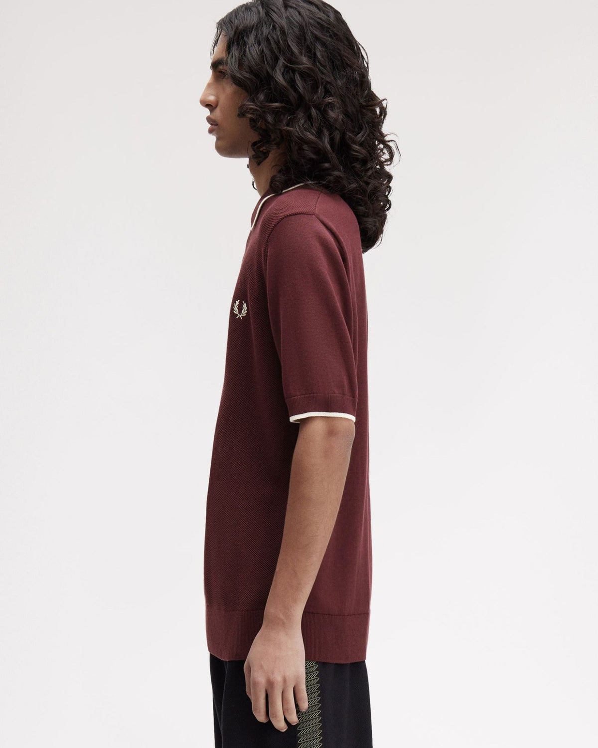 Fred Perry Pique Stitch Knitted Polo Shirt - Oxblood | Fred Perry Polo Shirts | JEANSTORE