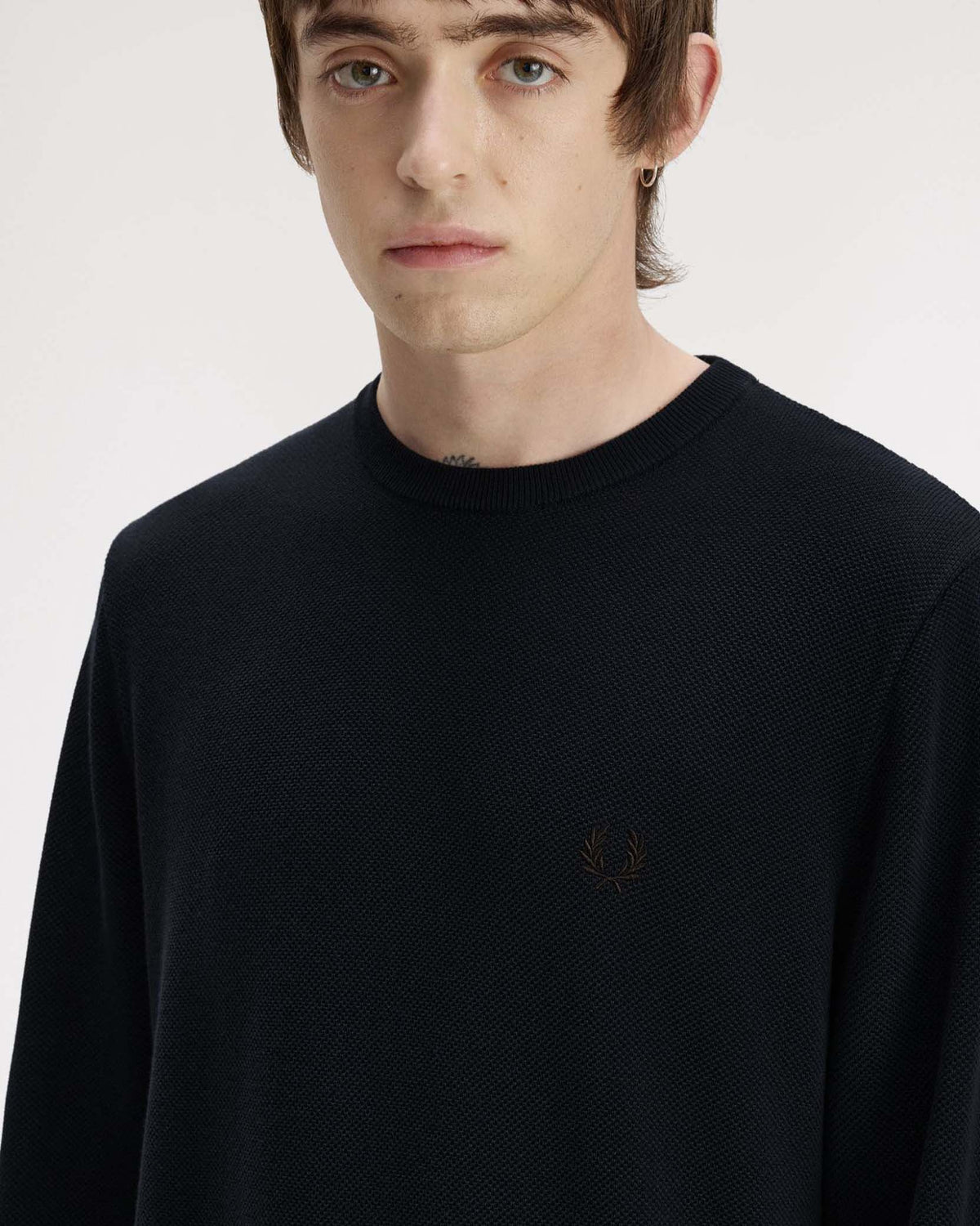 Fred Perry Pique Stitch Jumper - Navy