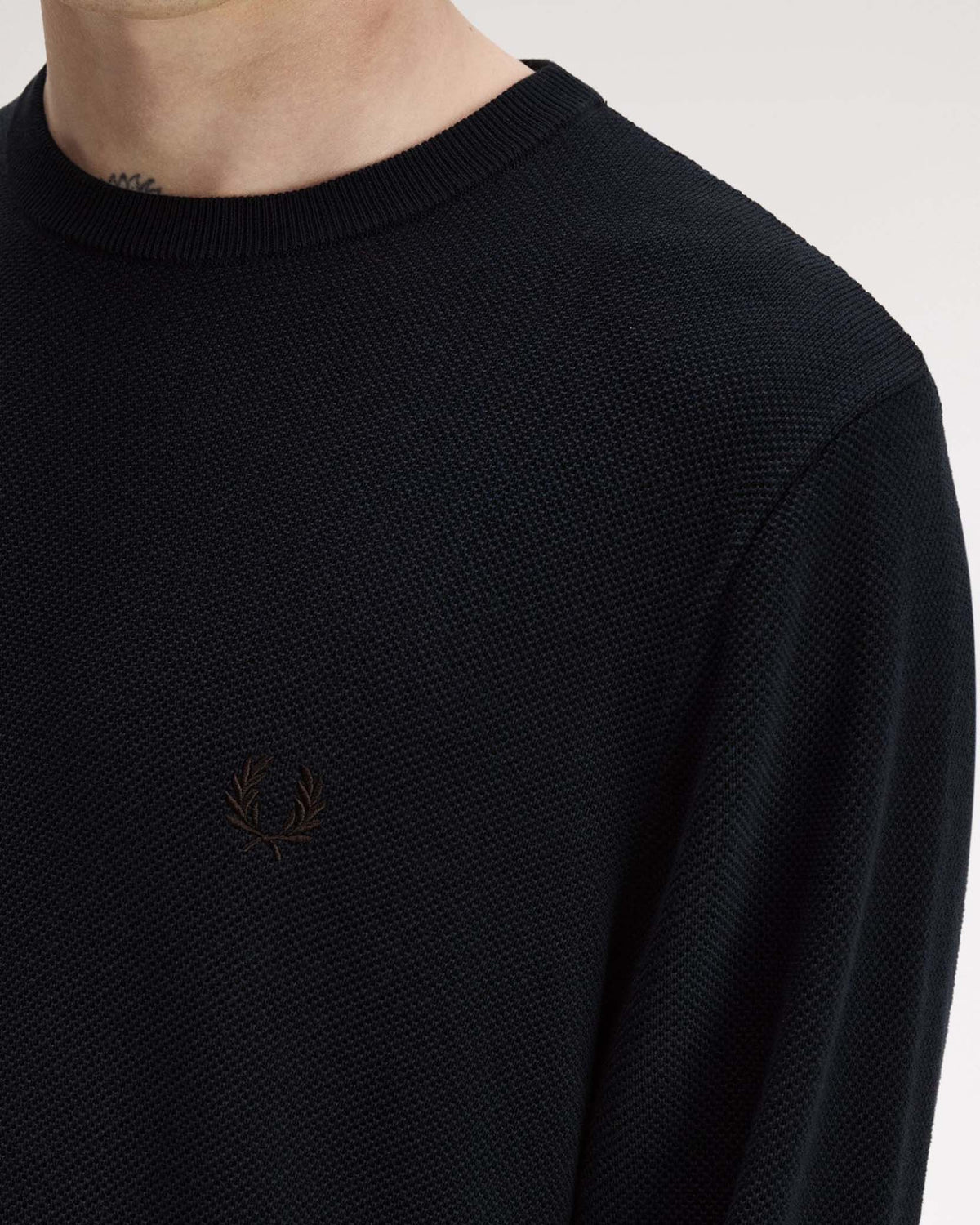 Fred Perry Pique Stitch Jumper - Navy