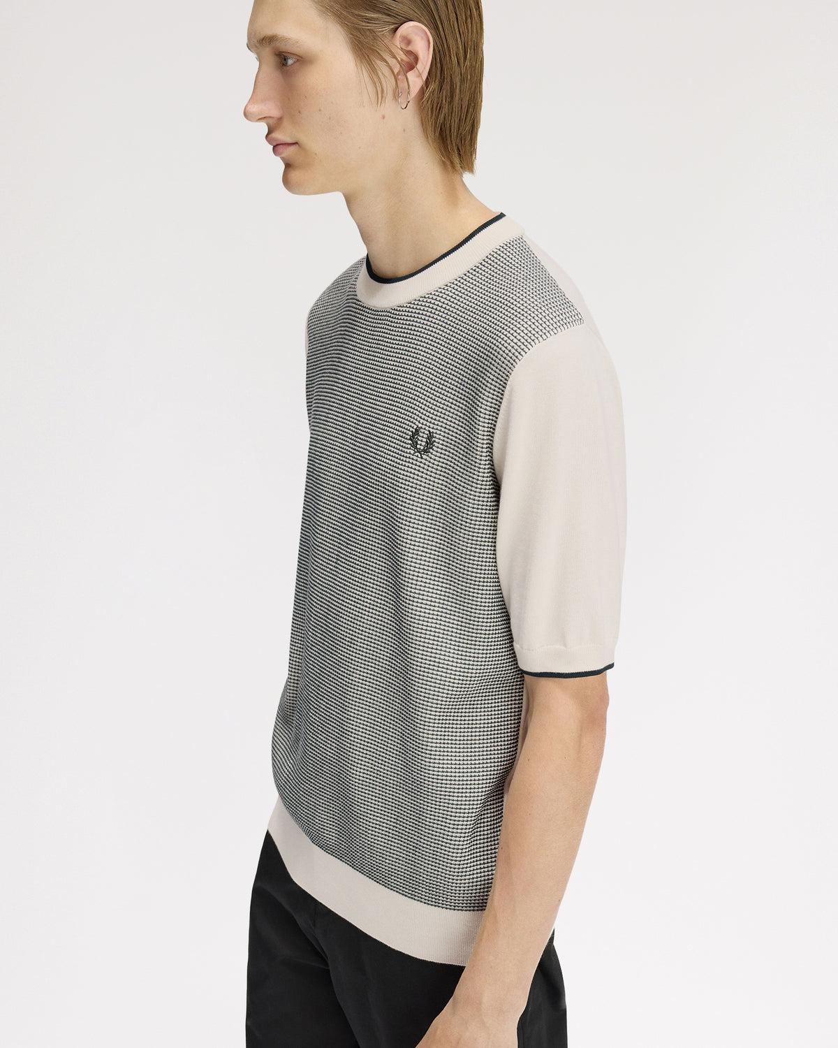 Fred Perry Tonic Waffle Knitted T-Shirt - Ecru