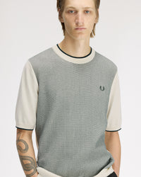 Fred Perry Tonic Waffle Knitted T-Shirt - Ecru