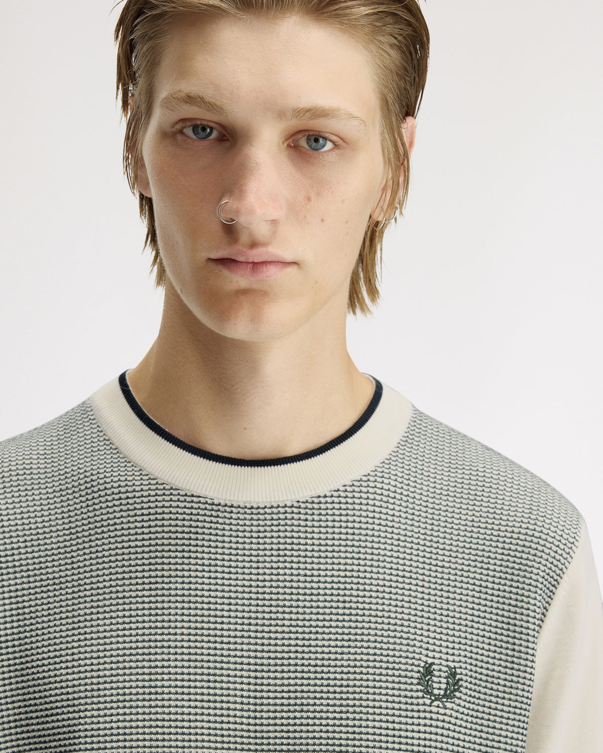 Fred Perry Tonic Waffle Knitted T-Shirt - Ecru