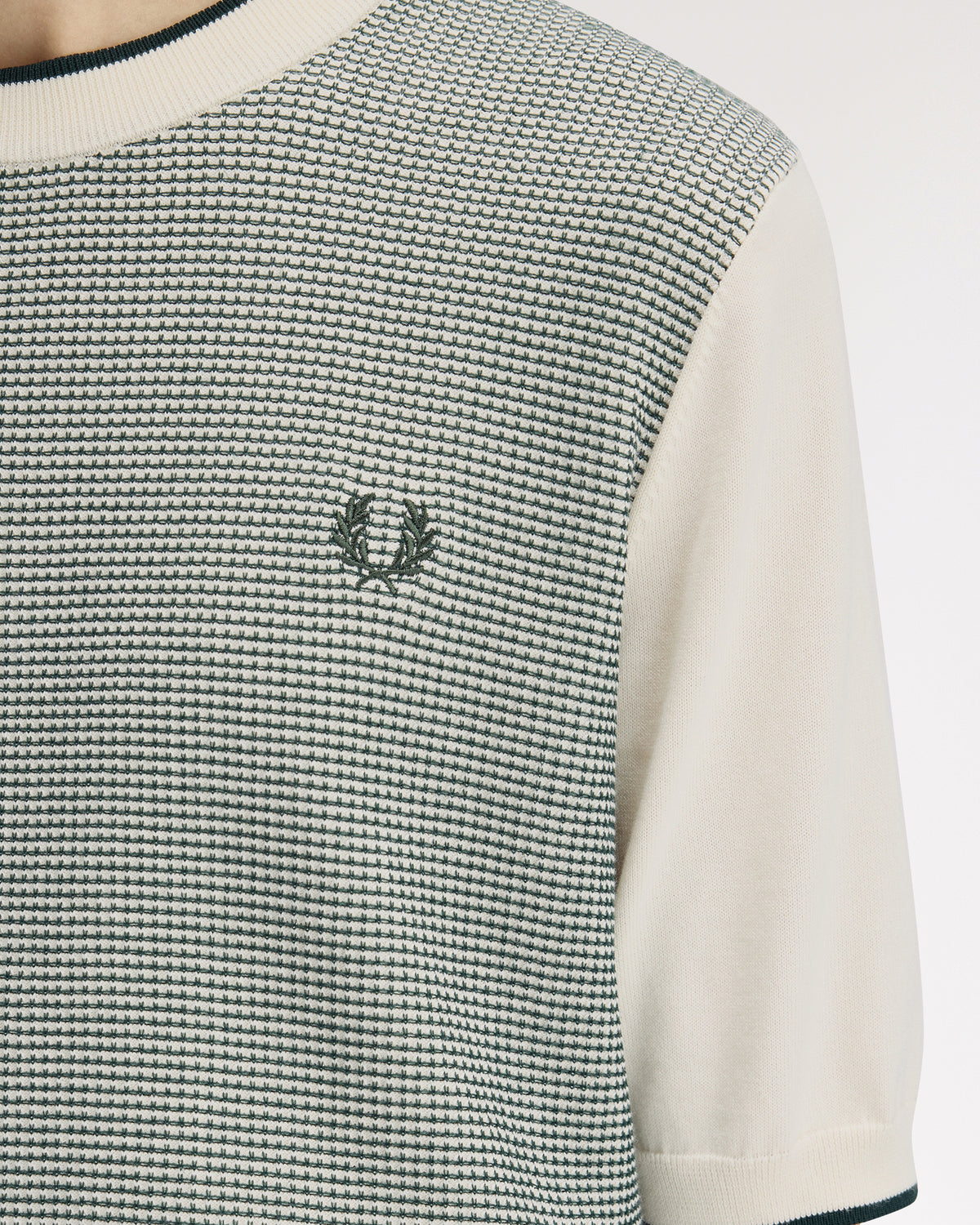 Fred Perry Tonic Waffle Knitted T-Shirt - Ecru