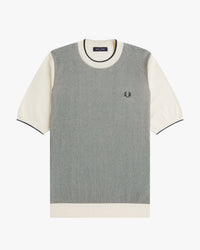 Fred Perry Tonic Waffle Knitted T-Shirt - Ecru