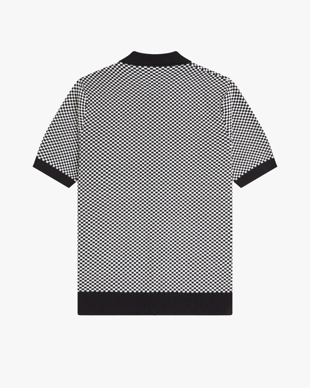 Fred Perry Chequerboard Button Through Knitted Shirt - Black