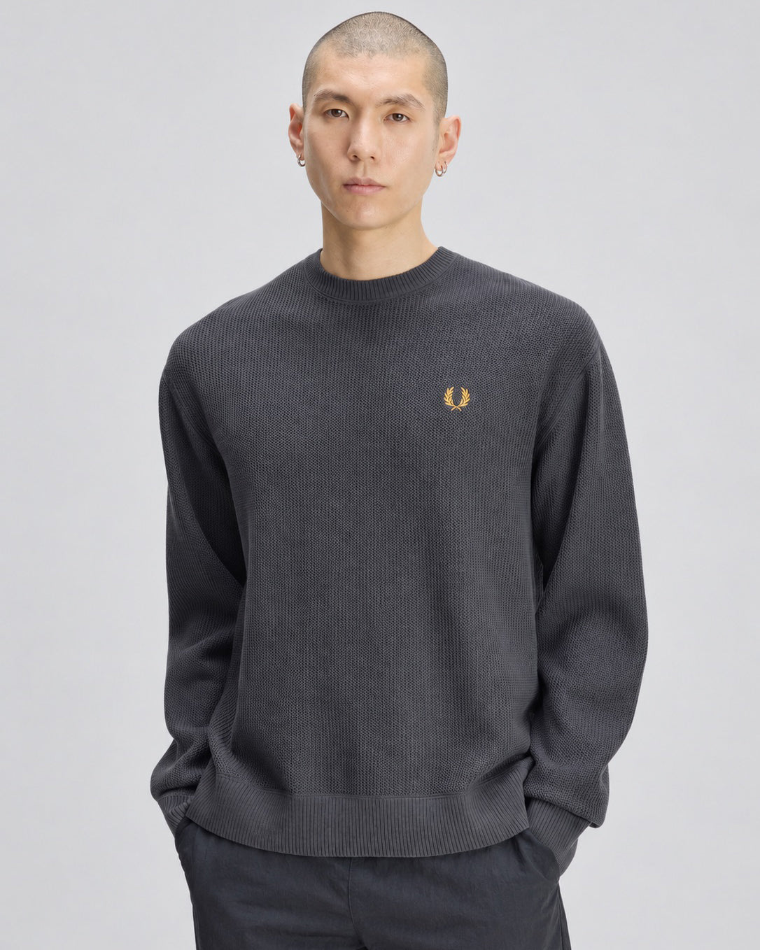 Fred Perry Textured Jumper - Anchor Grey