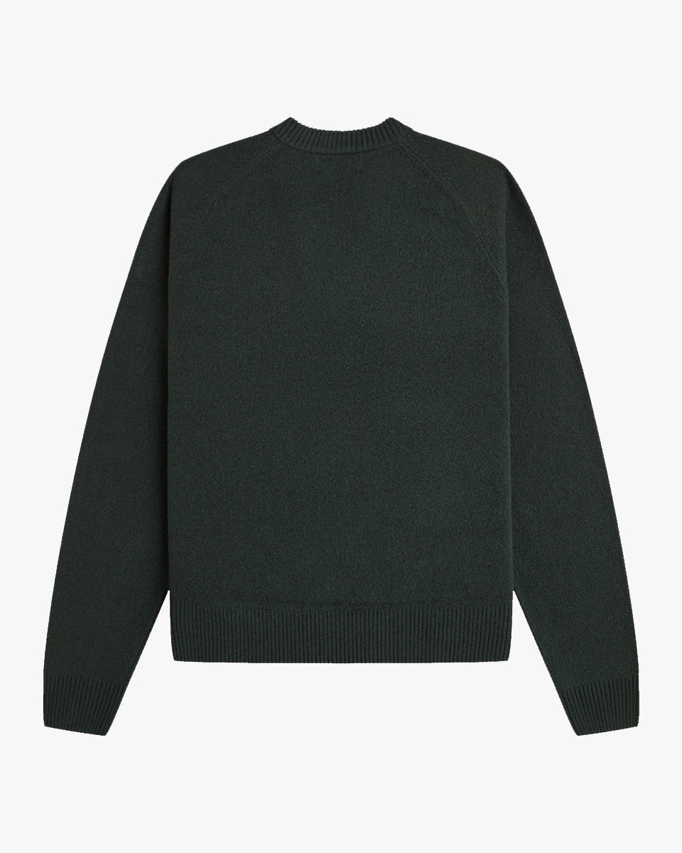Fred Perry Saddle Sleeve V Neck Sweater - Night Green