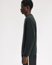 Fred Perry Saddle Sleeve V Neck Sweater - Night Green