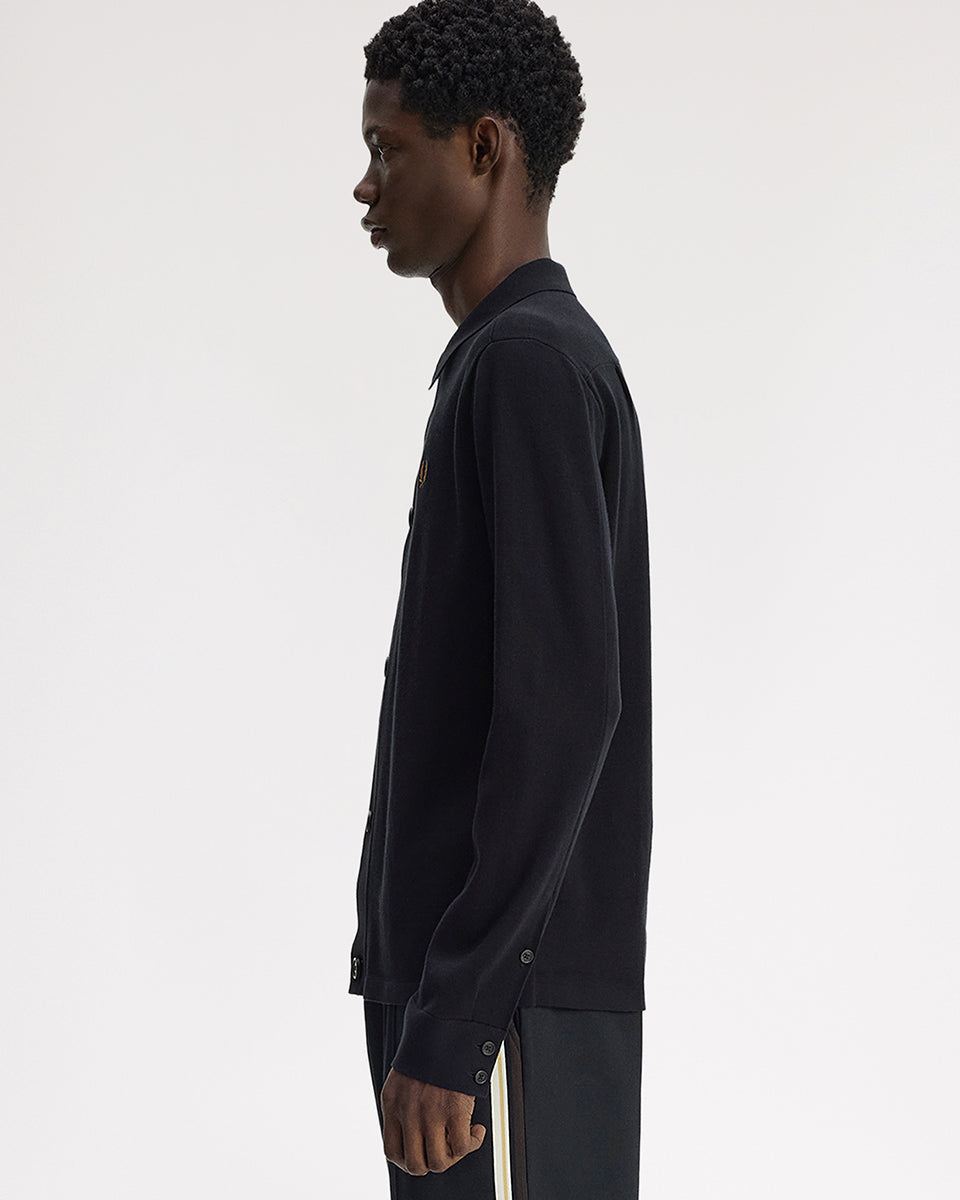 Fred Perry Knitted Overshirt - Black