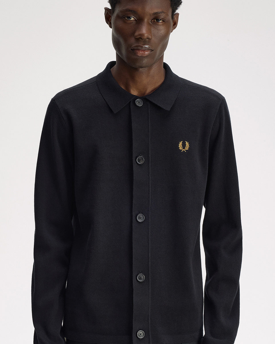 Fred Perry Knitted Overshirt - Black