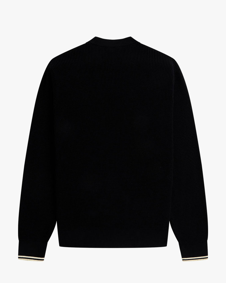 Fred Perry Waffle Stitch Jumper - Black