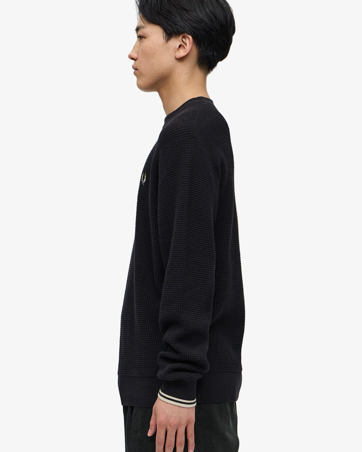 Fred Perry Waffle Stitch Jumper - Black