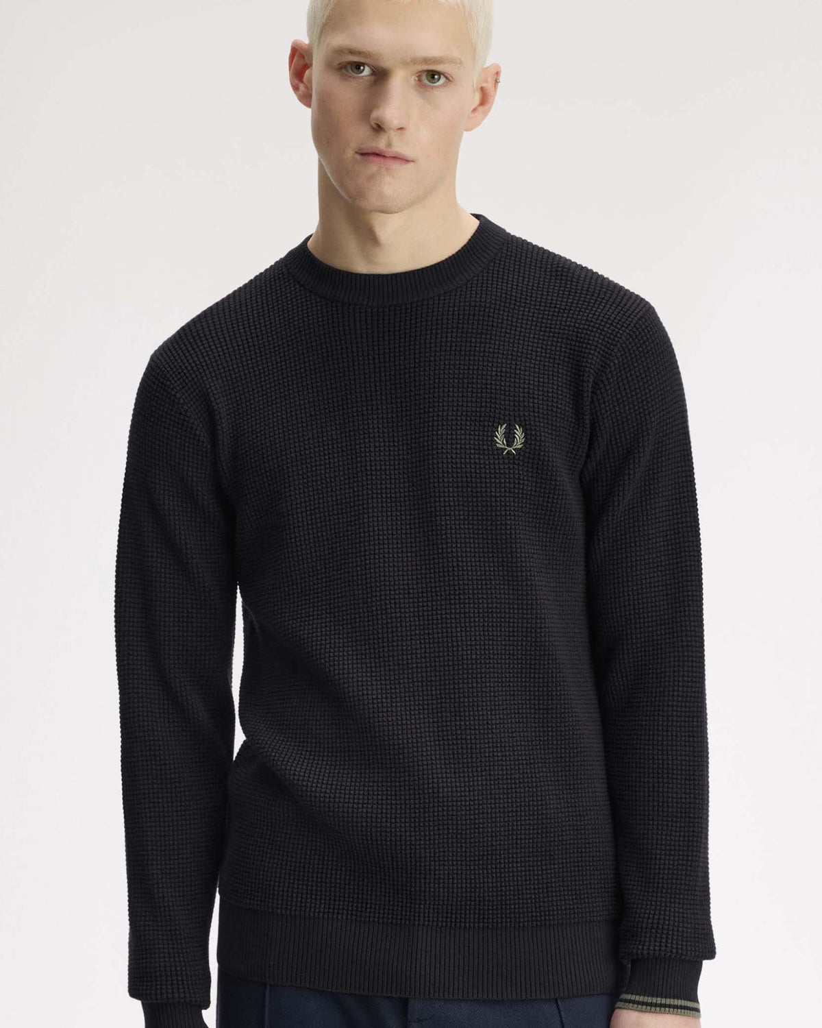 Fred Perry Waffle Stitch Jumper - Black