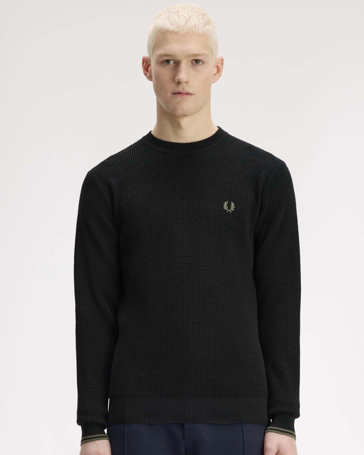 Fred Perry Waffle Stitch Jumper - Black