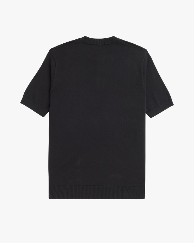 Fred Perry Waffle Stitch Henley Shirt - Black