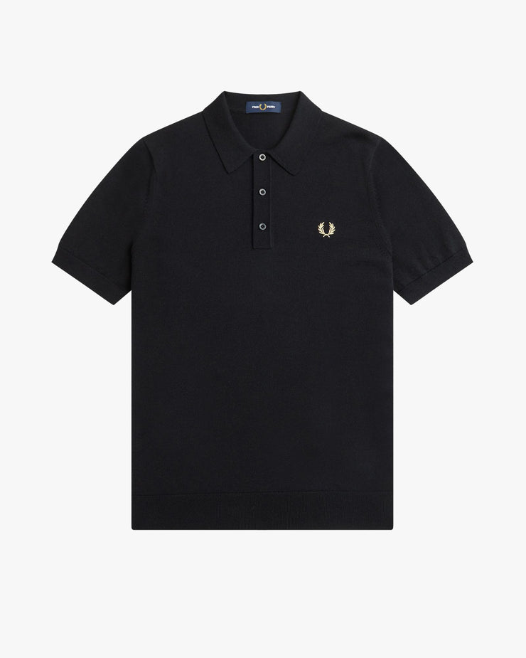 Fred Perry Classic Knitted Polo Shirt - Black | Fred Perry Sweaters & Knitwear | JEANSTORE