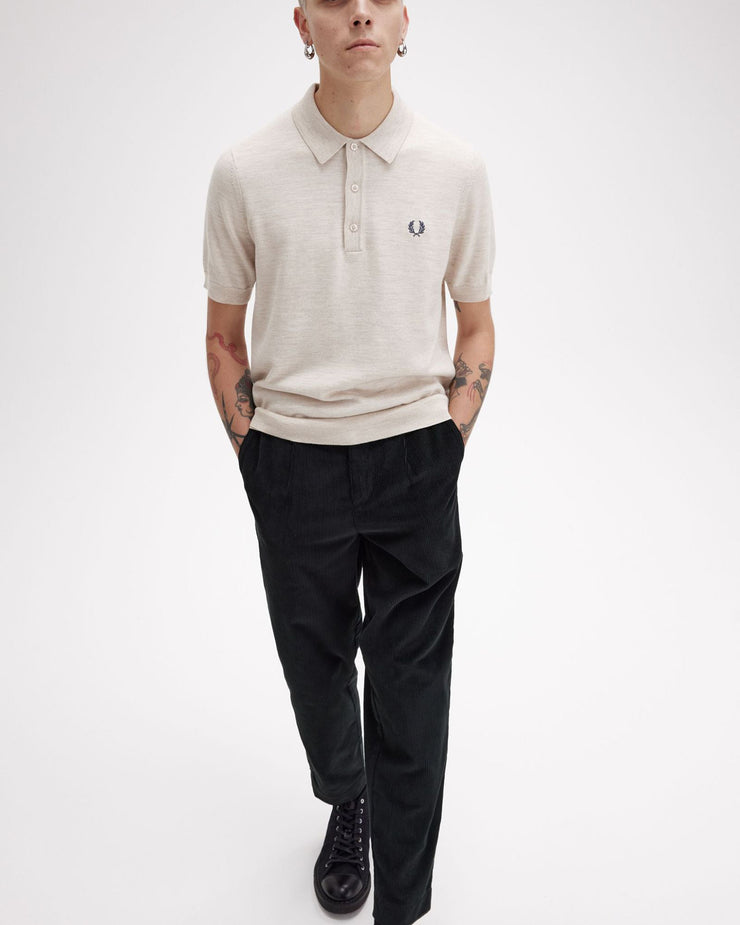 Fred Perry Classic Knitted Polo Shirt - Porridge Marl