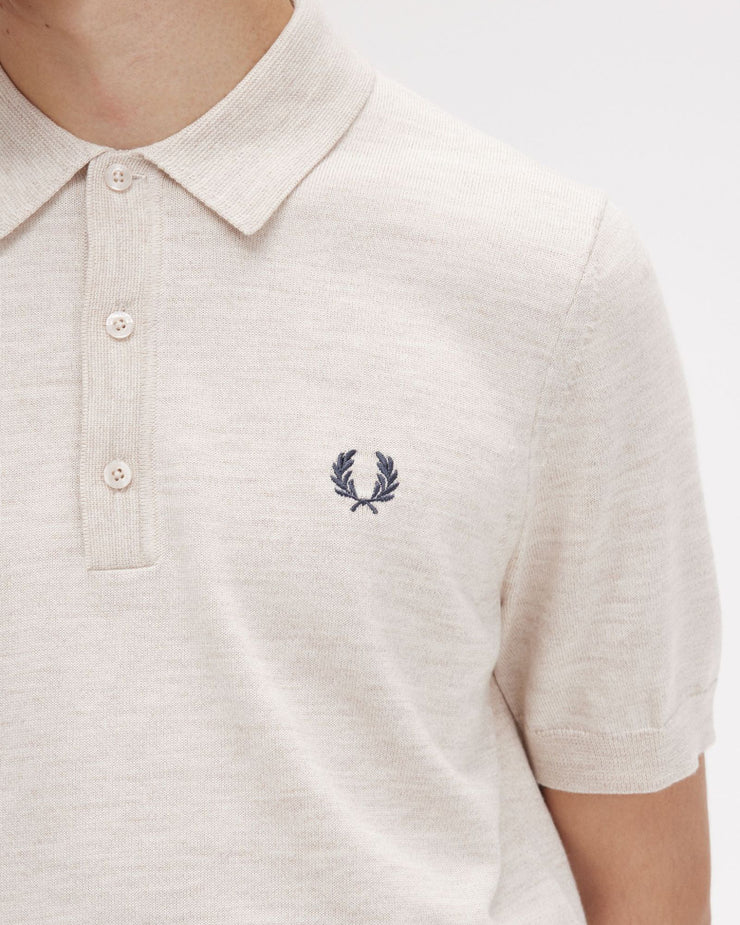 Fred Perry Classic Knitted Polo Shirt - Porridge Marl