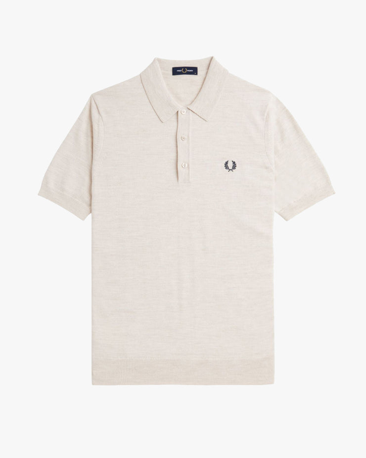 Fred Perry Classic Knitted Polo Shirt - Porridge Marl