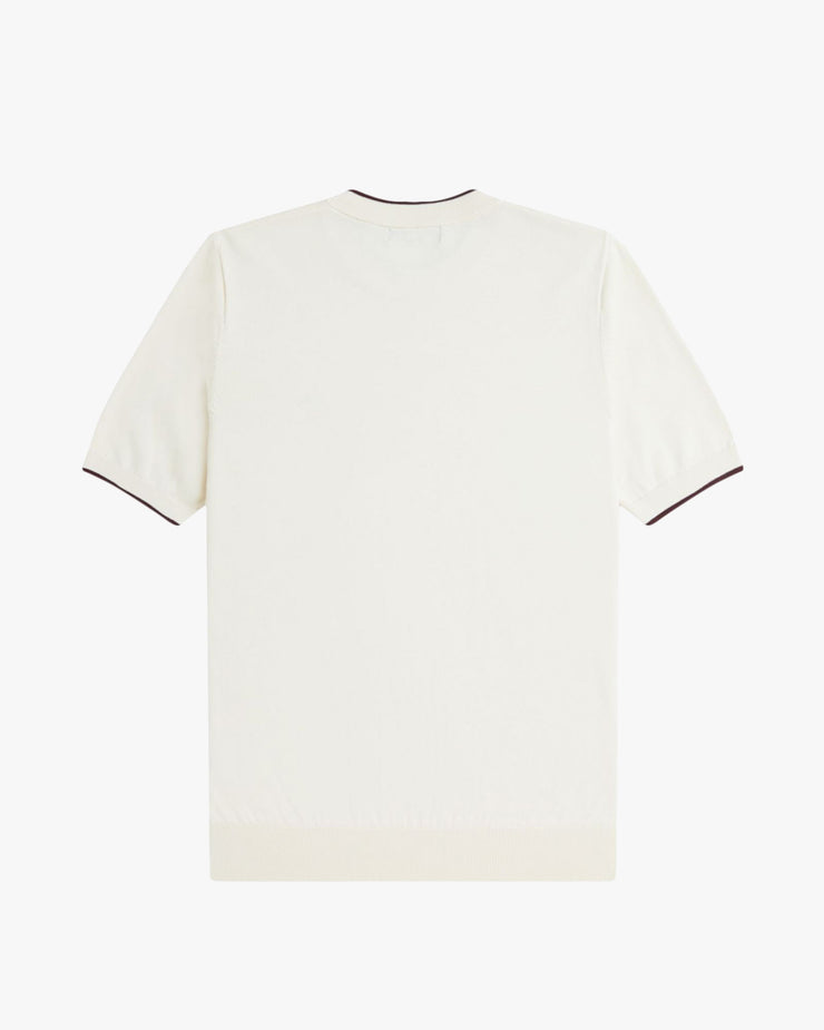 Fred Perry Pique Stitch Knitted Tee - Ecru | Fred Perry T Shirts | JEANSTORE