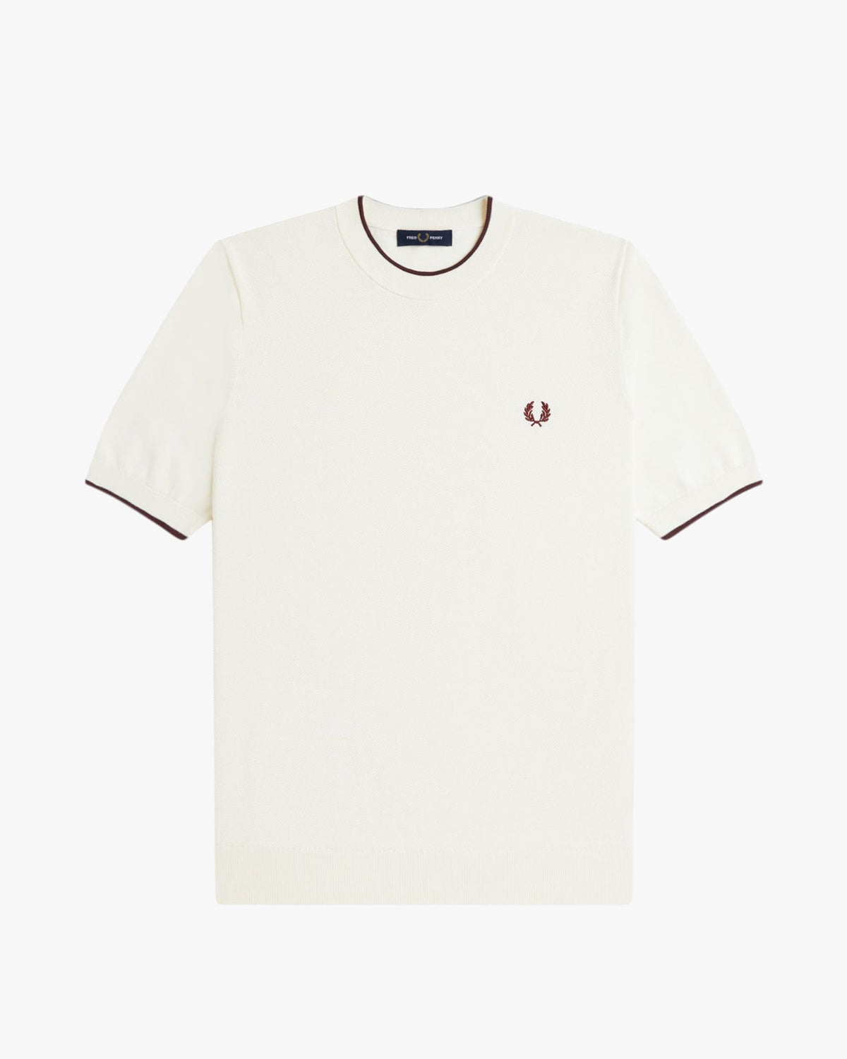 Fred Perry Pique Stitch Knitted Tee - Ecru | Fred Perry T Shirts | JEANSTORE