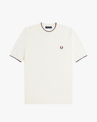 Fred Perry Pique Stitch Knitted Tee - Ecru | Fred Perry T Shirts | JEANSTORE