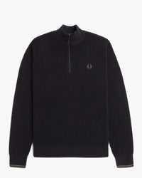 Fred Perry Waffle Stitch Half Zip Jumper - Black | Fred Perry Sweaters & Knitwear | JEANSTORE