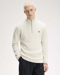 Fred Perry Waffle Stitch Half Zip Jumper - Ecru