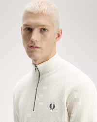 Fred Perry Waffle Stitch Half Zip Jumper - Ecru