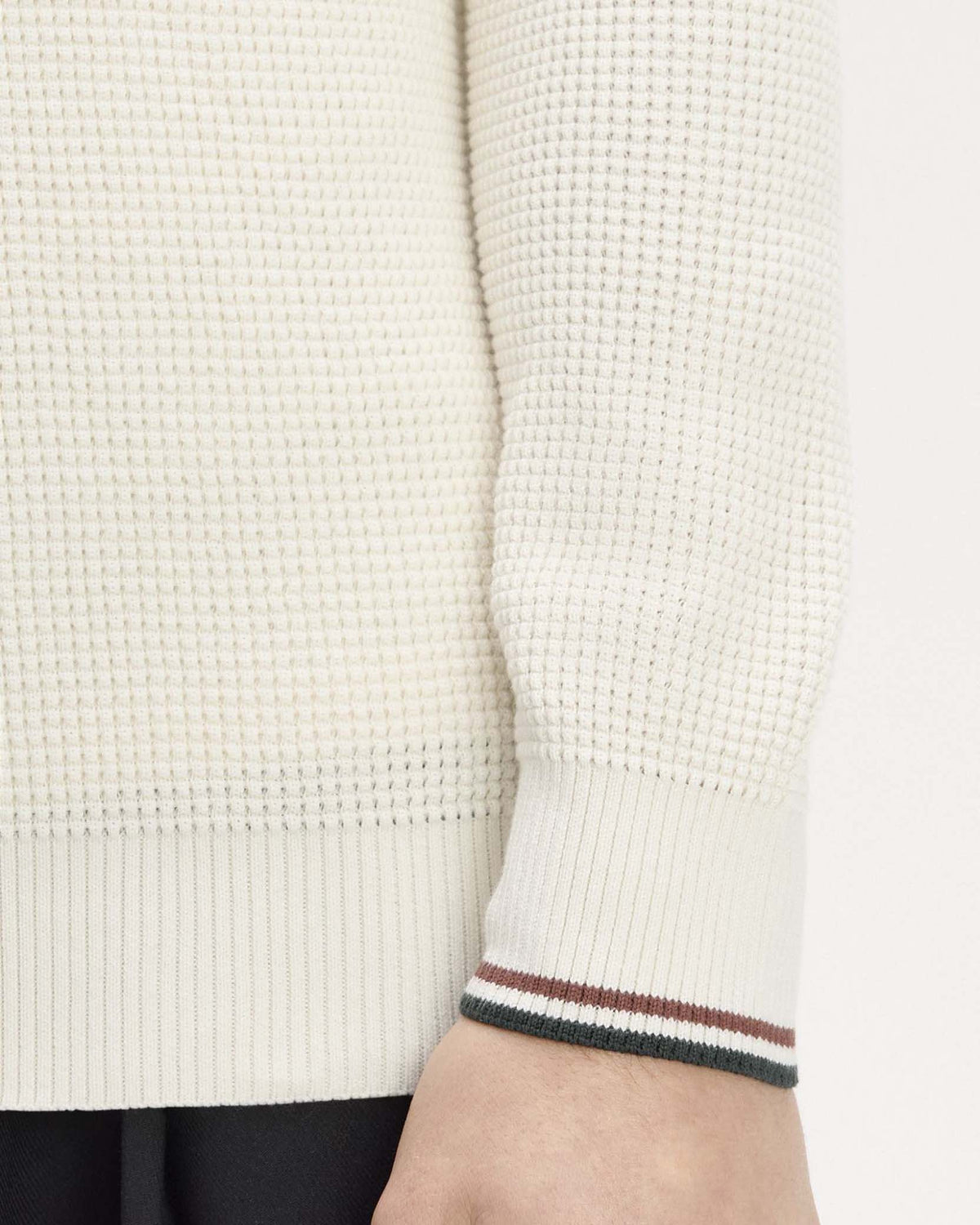 Fred Perry Waffle Stitch Half Zip Jumper - Ecru