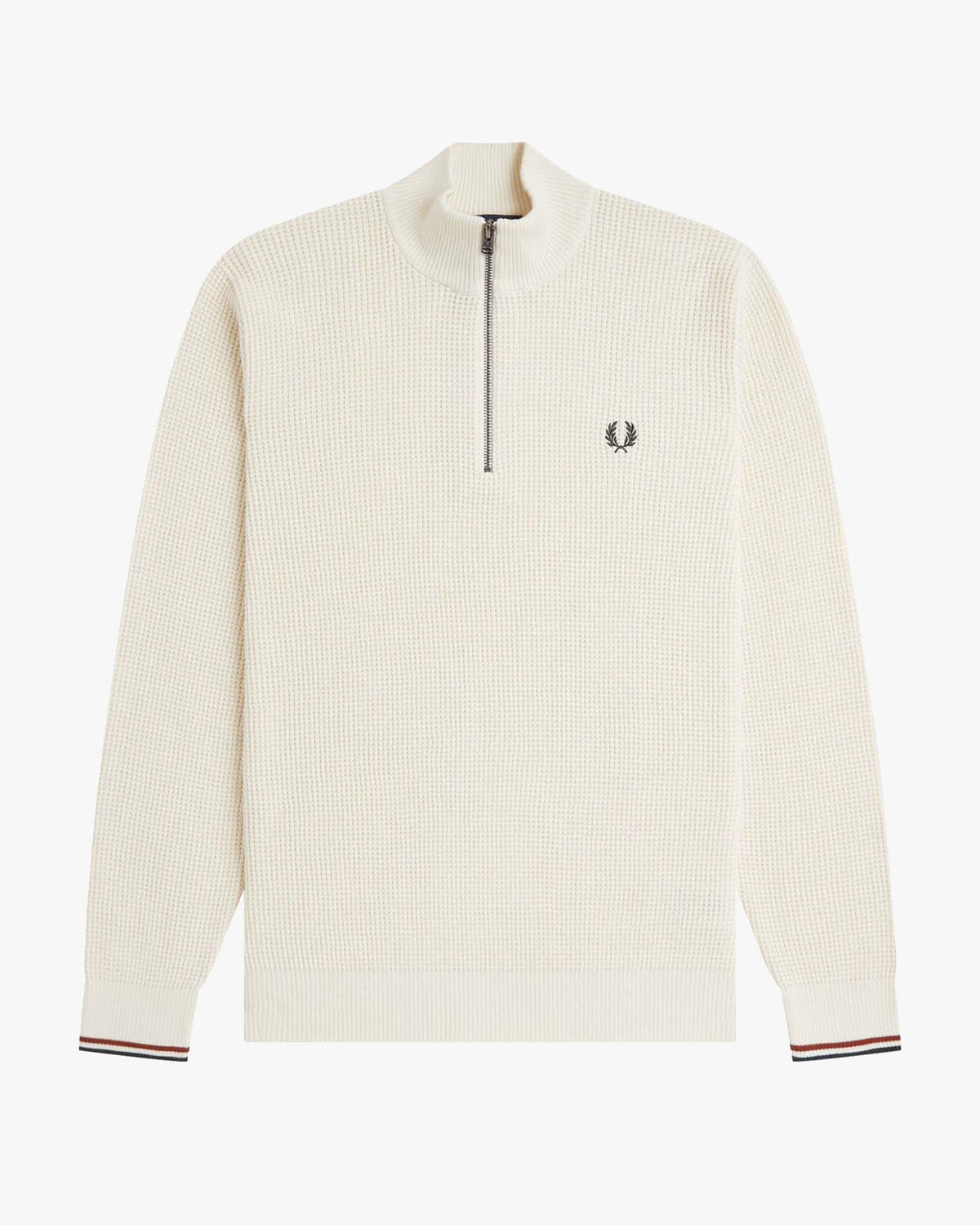 Fred Perry Waffle Stitch Half Zip Jumper - Ecru