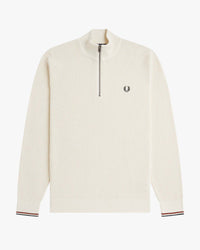Fred Perry Waffle Stitch Half Zip Jumper - Ecru