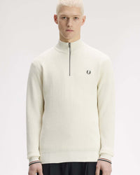 Fred Perry Waffle Stitch Half Zip Jumper - Ecru