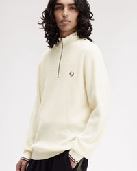 Fred Perry Waffle Stitch Half Zip Jumper - Ecru