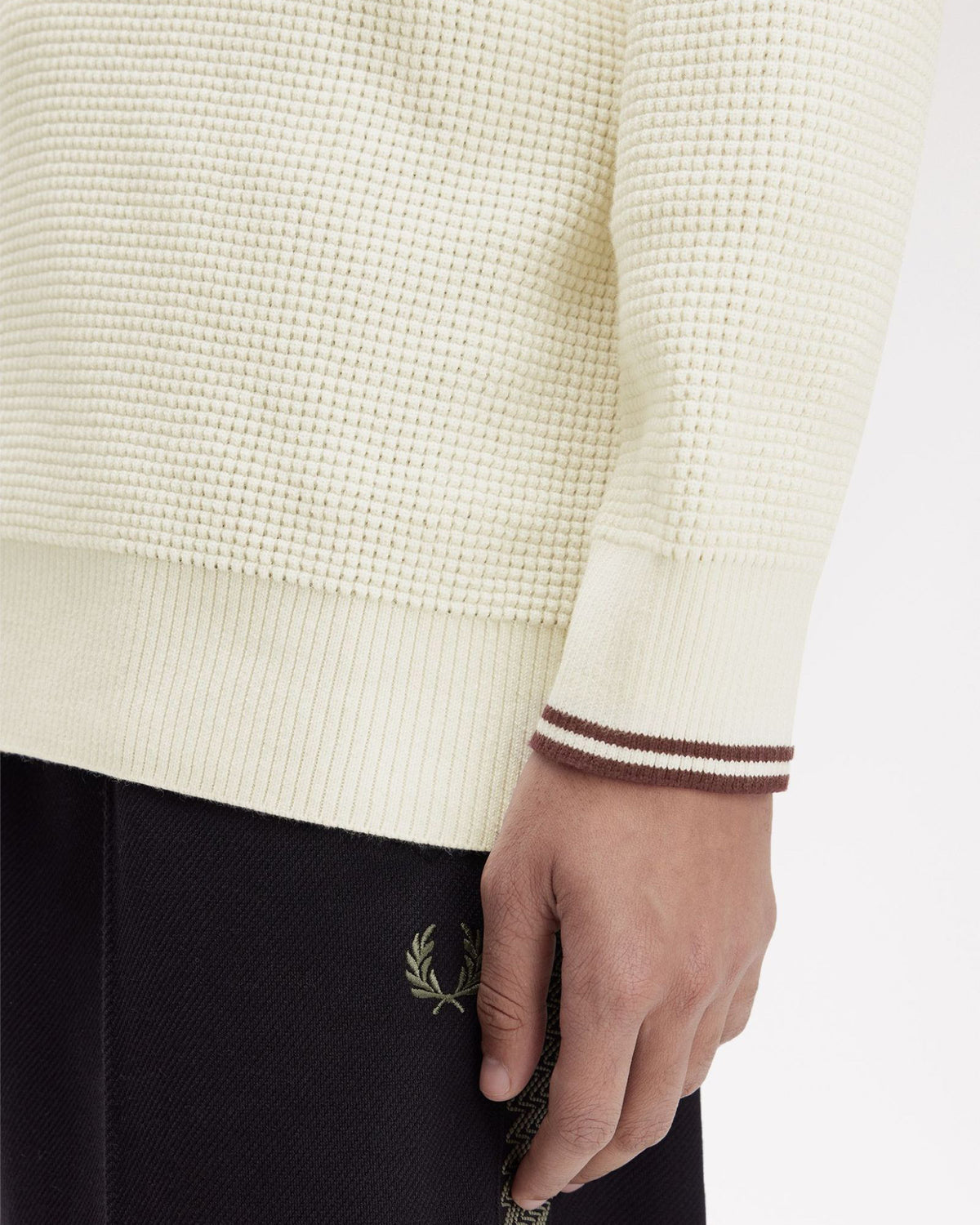 Fred Perry Waffle Stitch Half Zip Jumper - Ecru