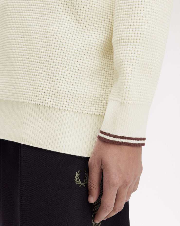 Fred Perry Waffle Stitch Half Zip Jumper - Ecru