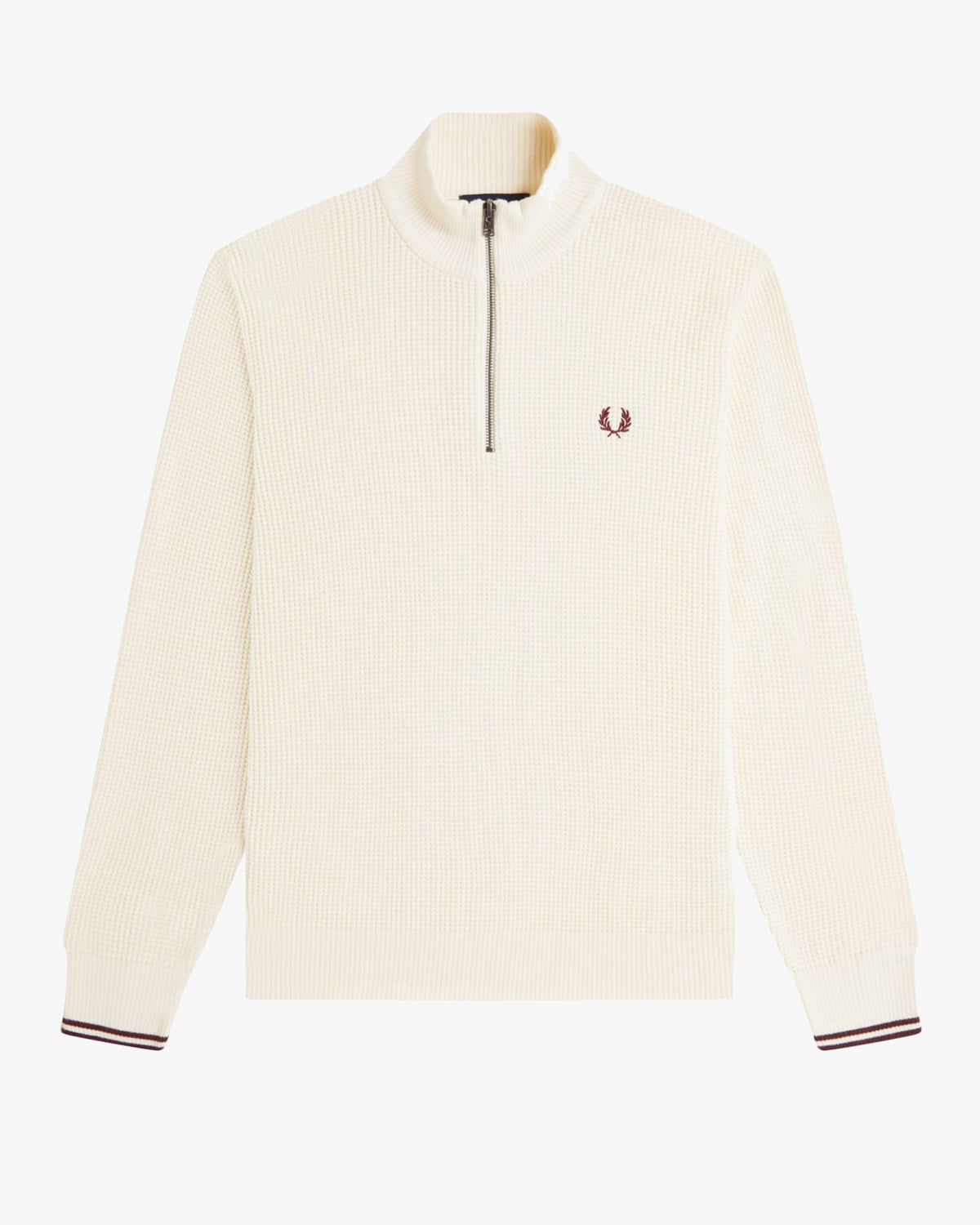 Fred Perry Waffle Stitch Half Zip Jumper - Ecru