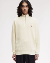 Fred Perry Waffle Stitch Half Zip Jumper - Ecru