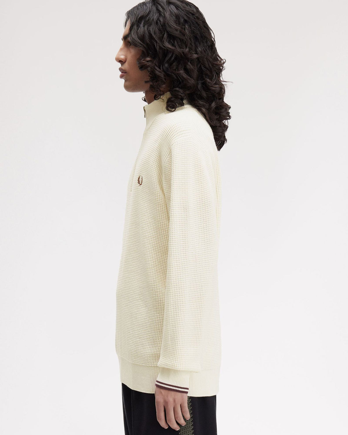 Fred Perry Waffle Stitch Half Zip Jumper - Ecru