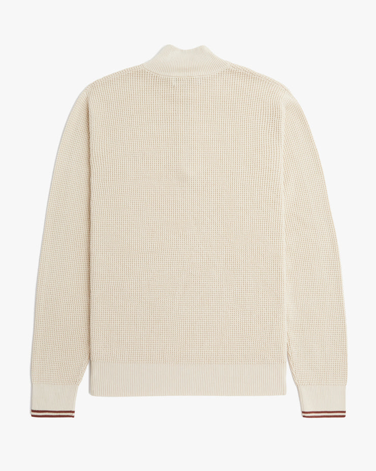 Fred Perry Waffle Stitch Half Zip Jumper - Oatmeal