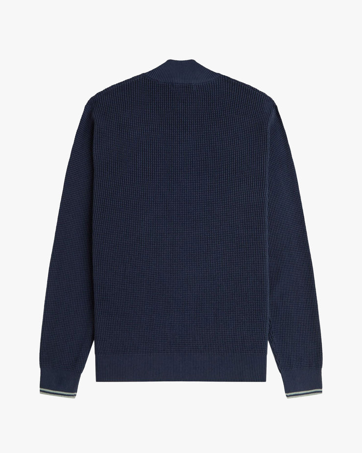 Fred Perry Waffle Stitch Half Zip Jumper - Dark Airforce