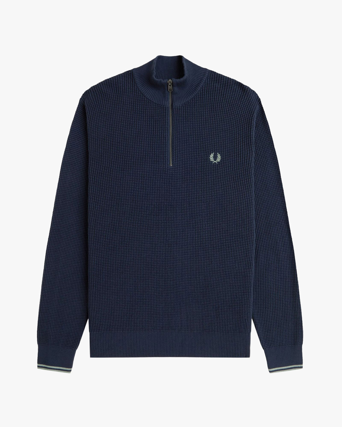 Fred Perry Waffle Stitch Half Zip Jumper - Dark Airforce | Fred Perry Sweaters & Knitwear | JEANSTORE