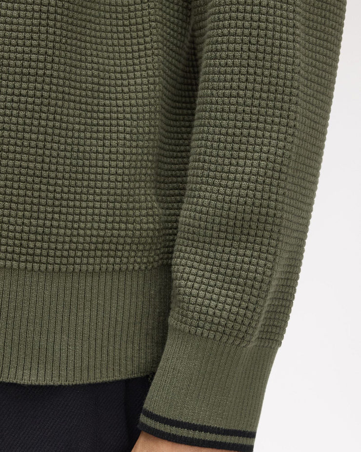 Fred Perry Waffle Stitch Half Zip Jumper - Laurel Wreath Green