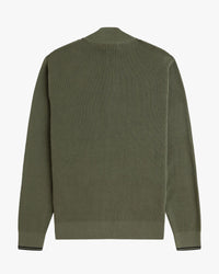 Fred Perry Waffle Stitch Half Zip Jumper - Laurel Wreath Green | Fred Perry Sweaters & Knitwear | JEANSTORE