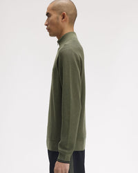 Fred Perry Waffle Stitch Half Zip Jumper - Laurel Wreath Green | Fred Perry Sweaters & Knitwear | JEANSTORE